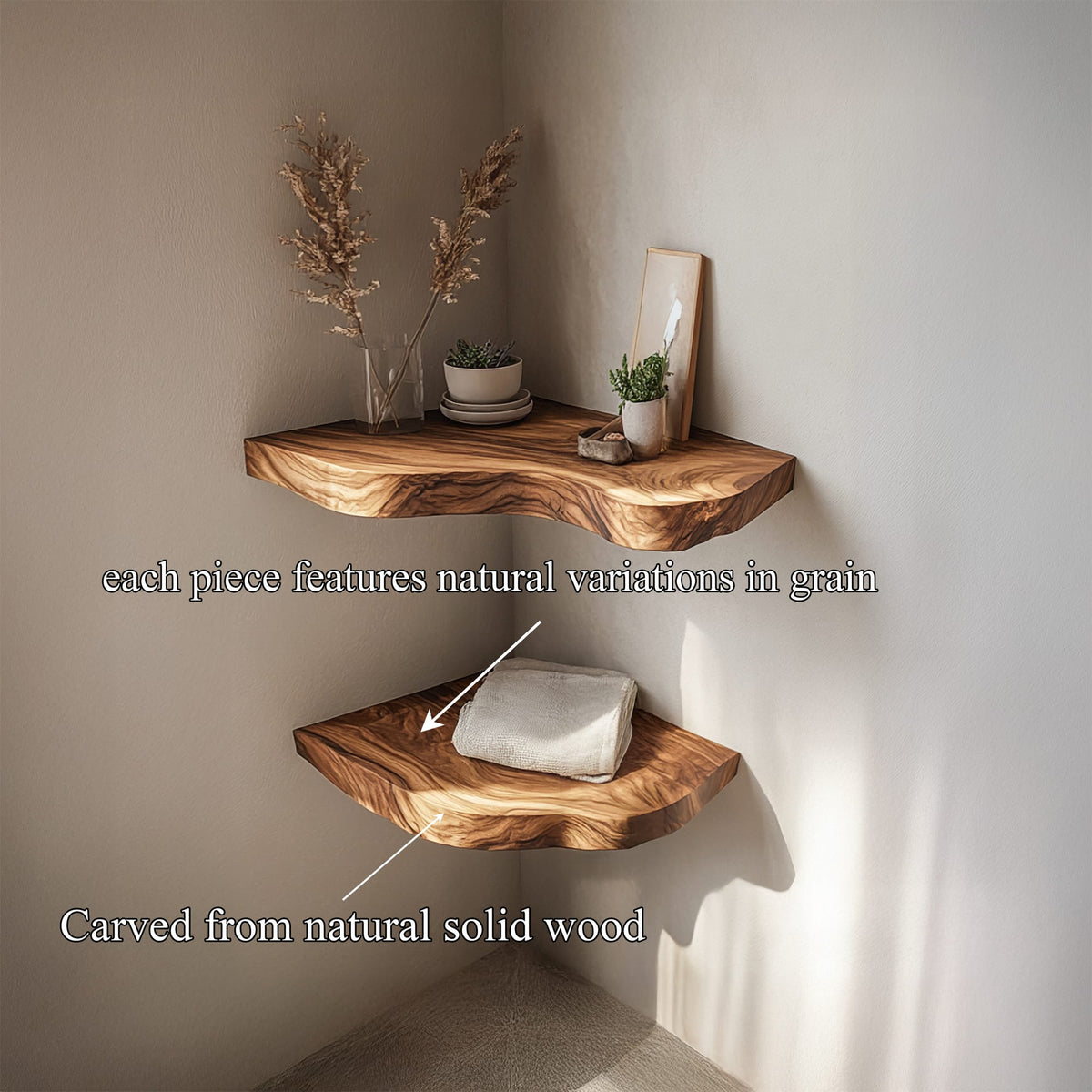 Live Edge Solid Display Floating Shelf