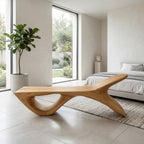 Wooden Bench with Fish Tail Shape, solid wood, built to order