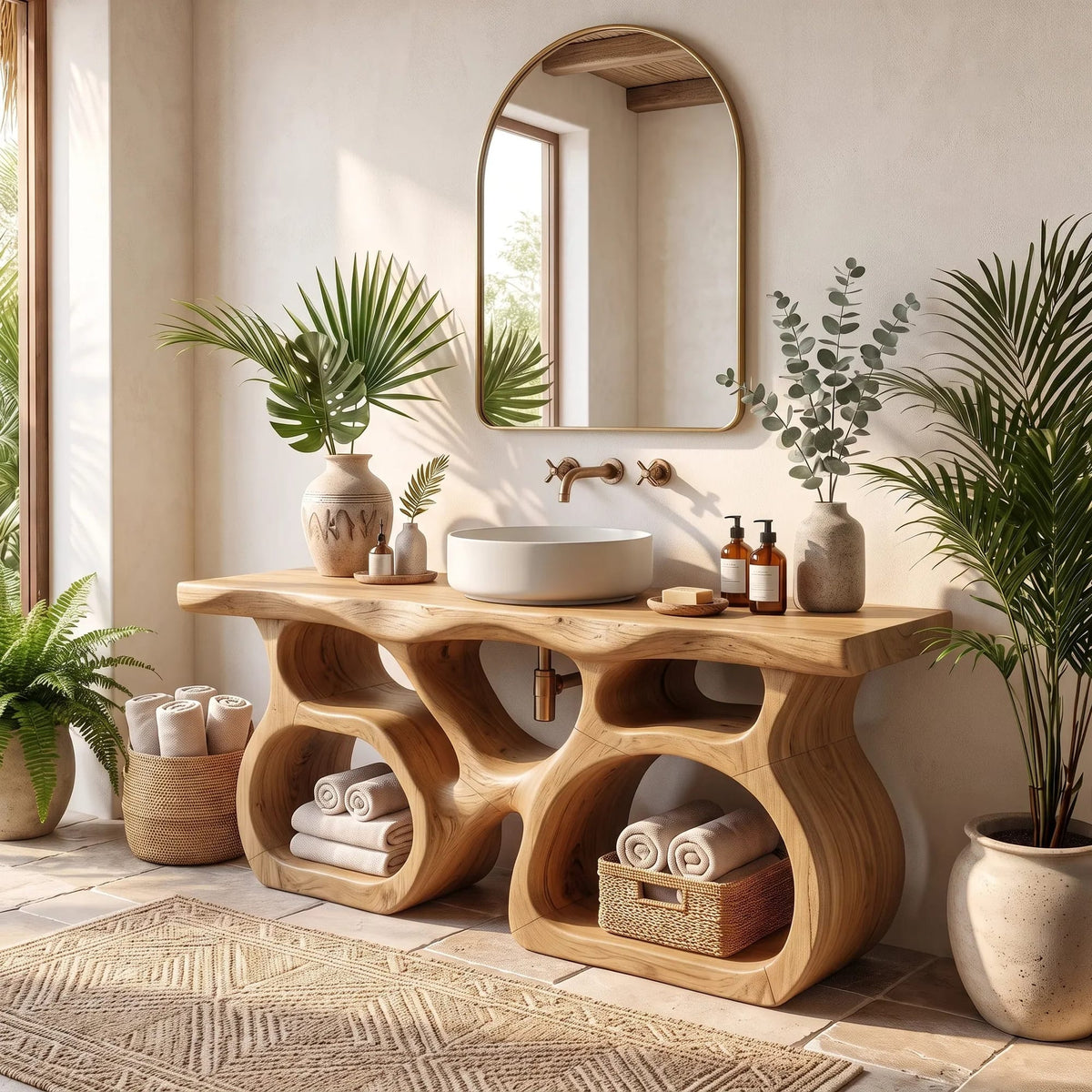 Mid Century Bathroom Sink Vanity Ensuite, solid wood, built to order