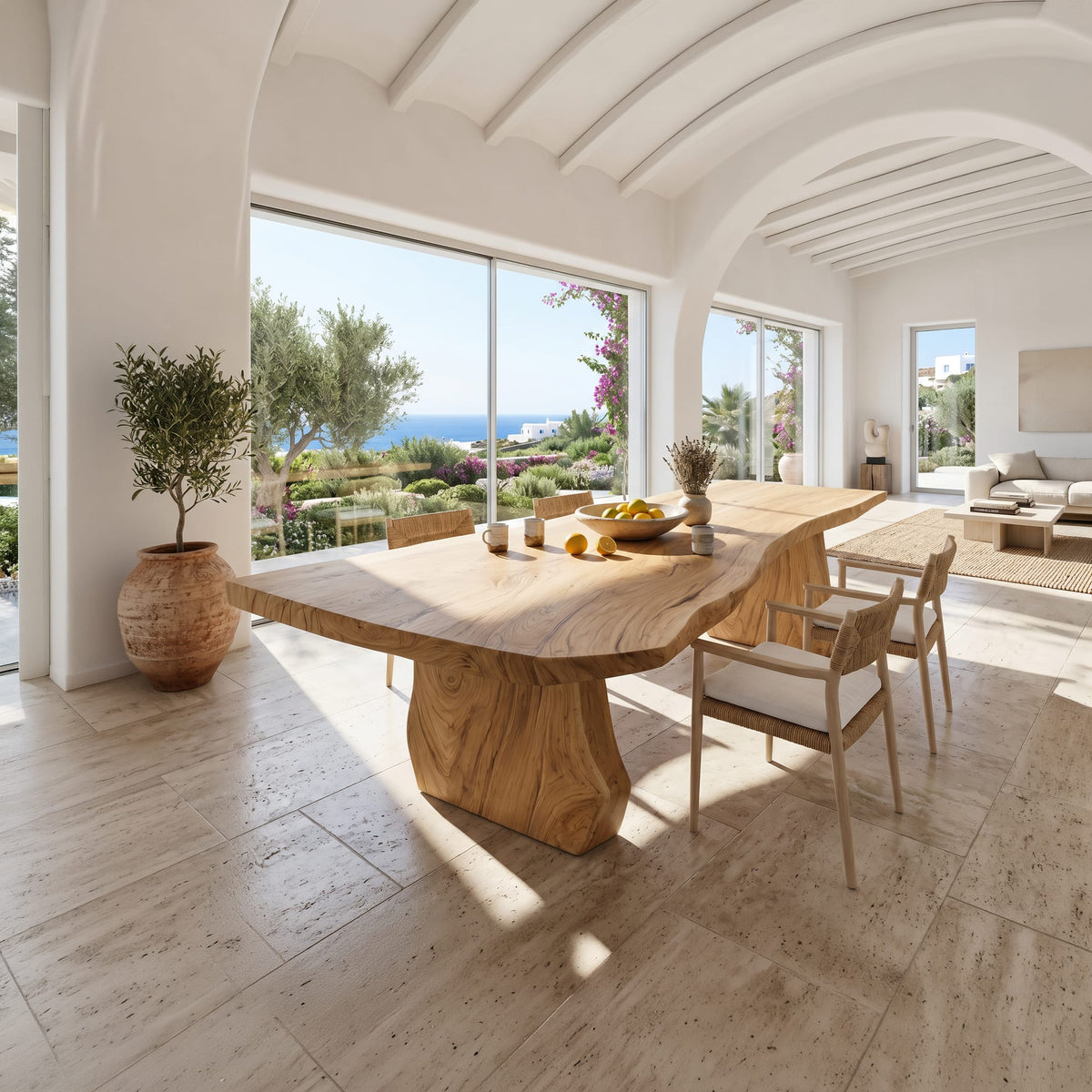 Contemporary Sculpted Base Dining Table, solid wood, built to order