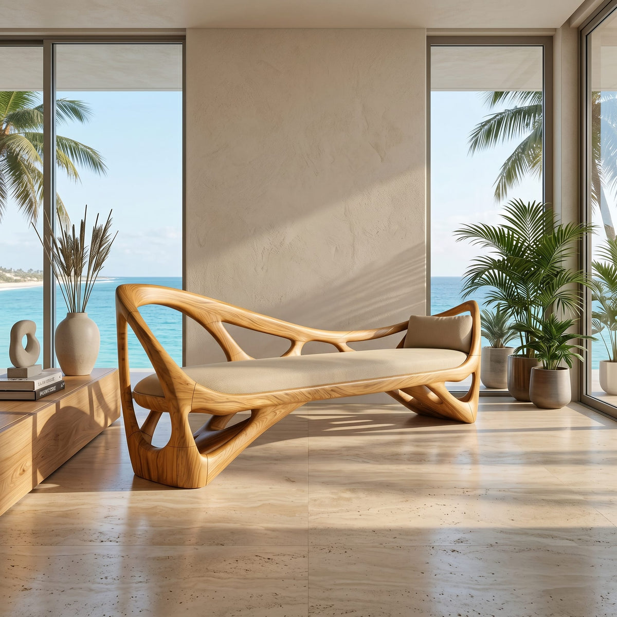 Contemporary Bench Family Room, solid wood, built to order