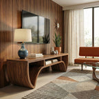 Solid Curved Media TV Cabinet