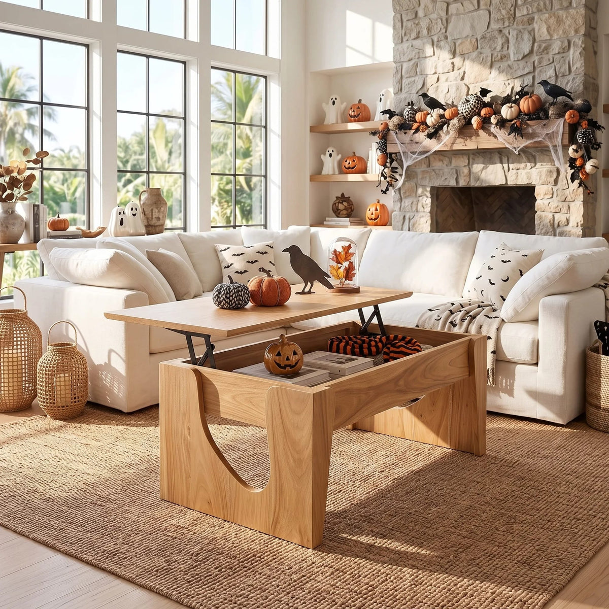 Handcrafted Lift Top Coffee Table Urban Loft, solid wood, built to order
