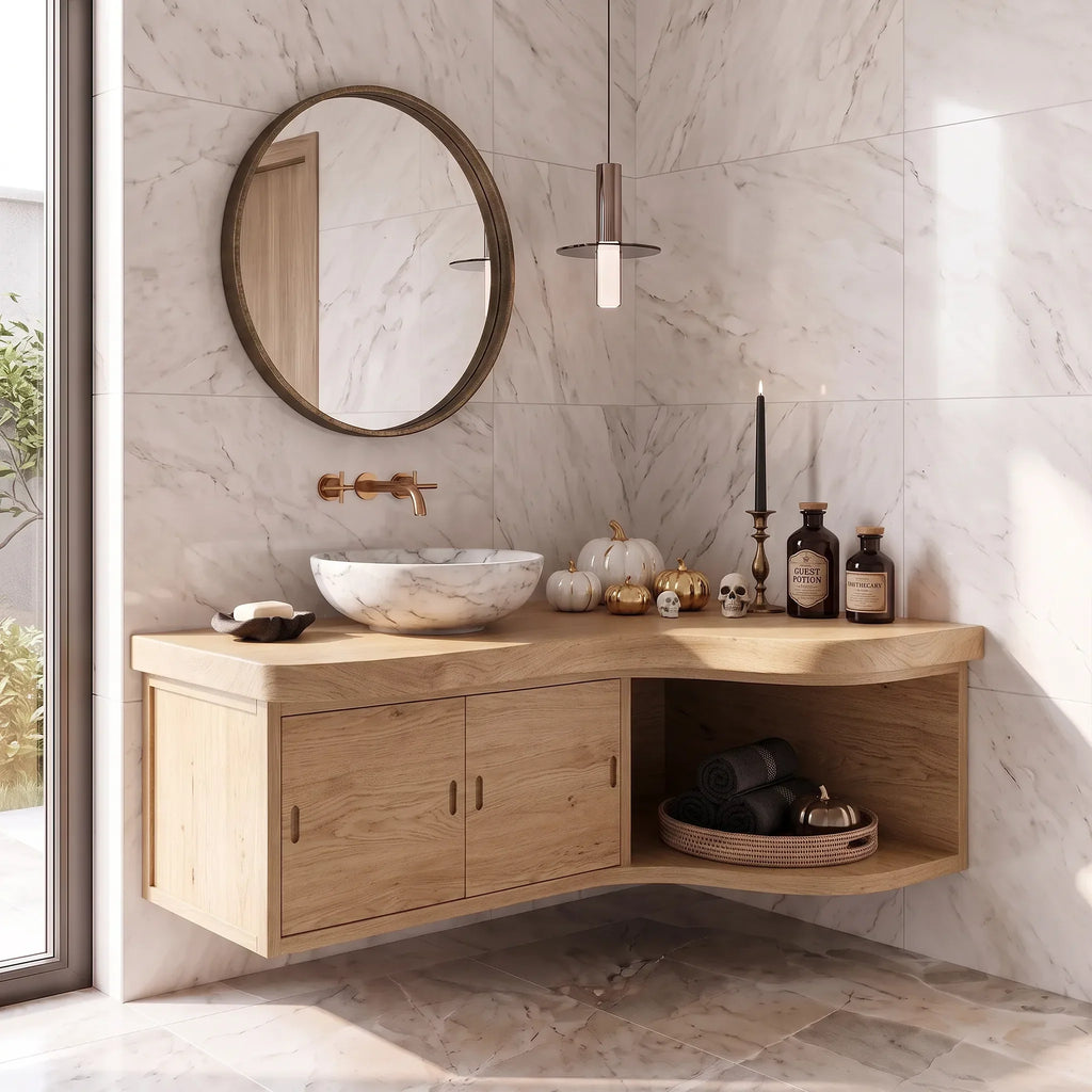 Farmhouse Bathroom Vanity Wellness Room, solid wood, built to order