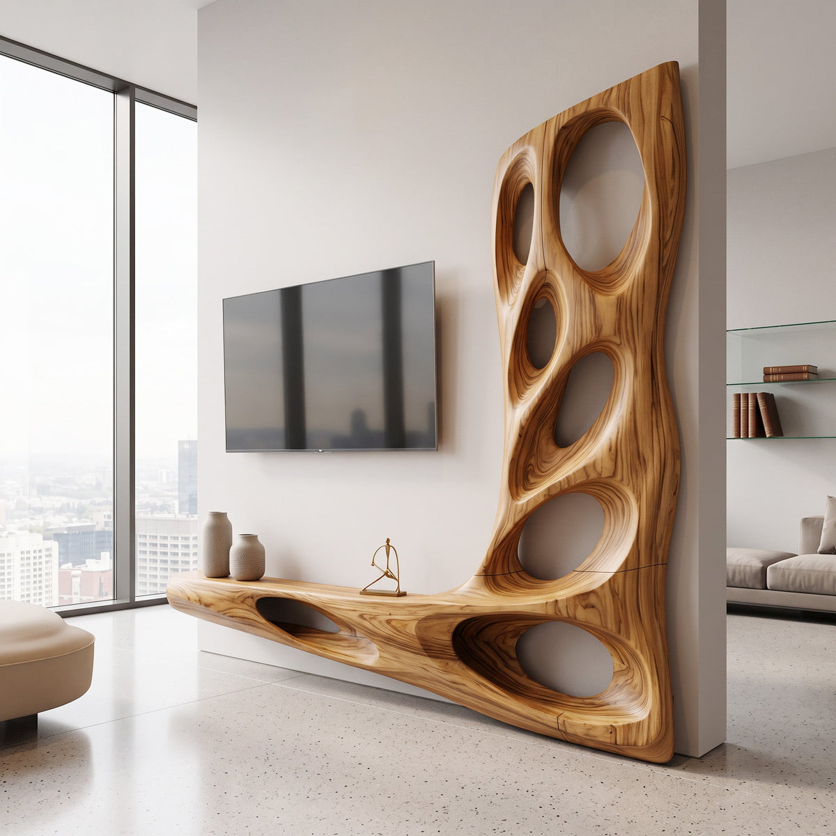 Sculptural Floating Entertainment TV Cabinet