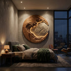 Organic Modern Round Wall Art, solid wood, built to order, view 5