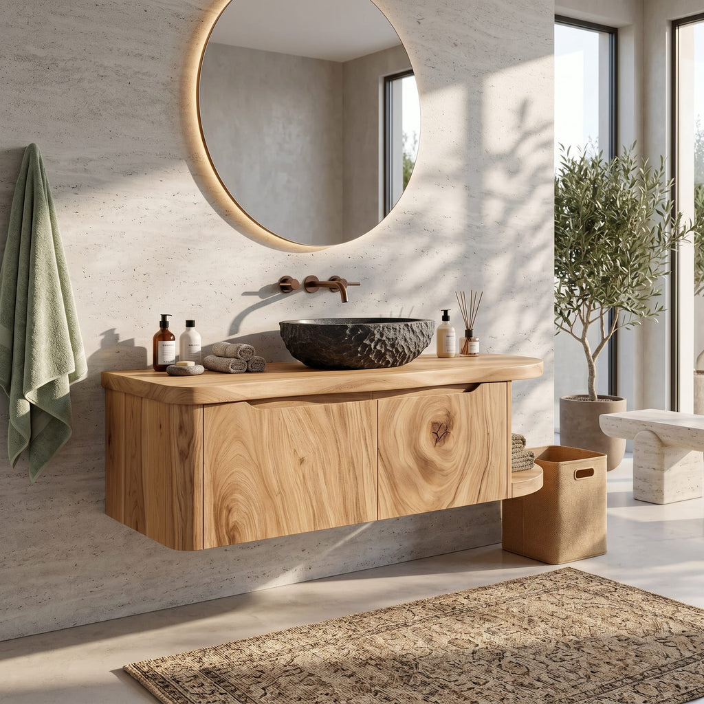 Mediterranean Contemporary Vanity Cabinet Villa, solid wood, built to order