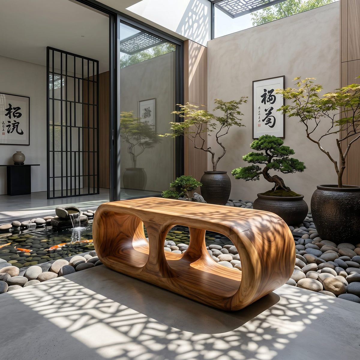 Japandi Wooden Bench Serene Entryway, solid wood, built to order