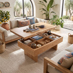 Contemporary Storage Lift Top Coffee Table City Apartment, solid wood, built to order