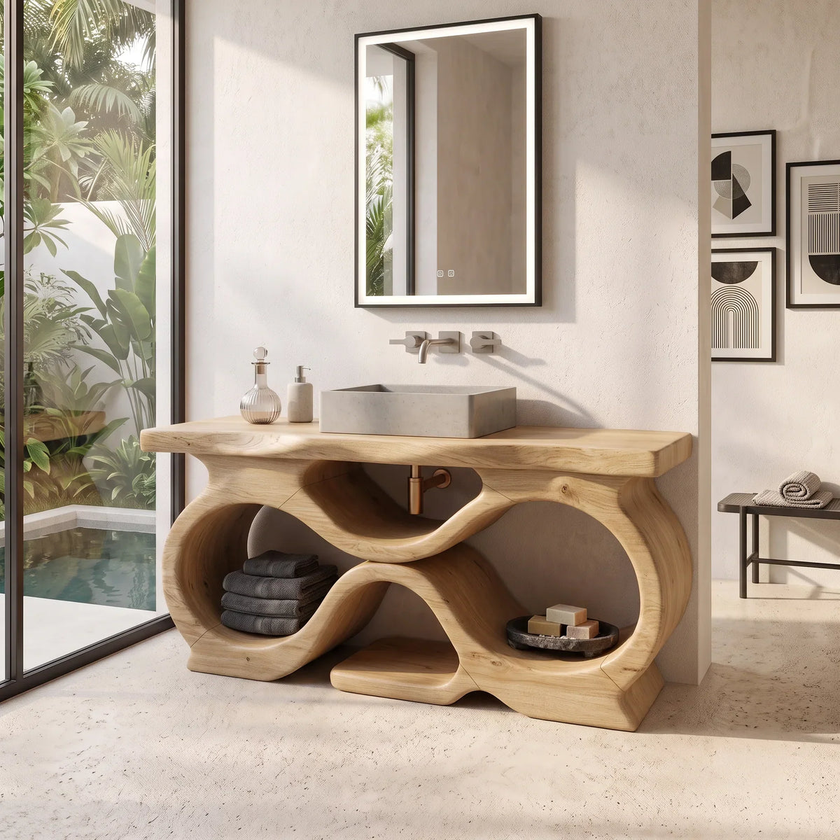 Farmhouse Bathroom Vanity Cabinet Tropical Bathroom, solid wood, built to order