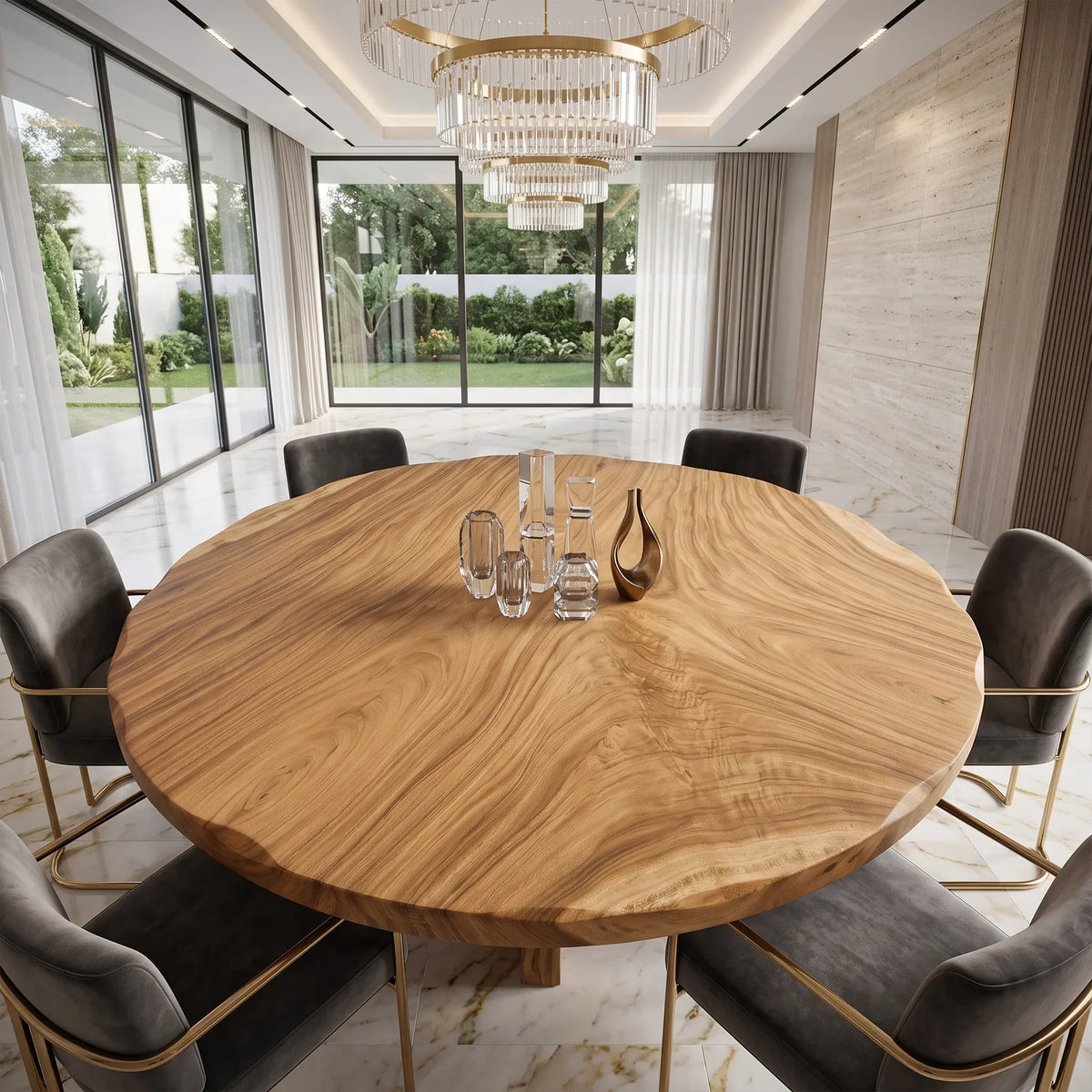 Contemporary Round Dining Table Top Dining Room, solid wood, built to order