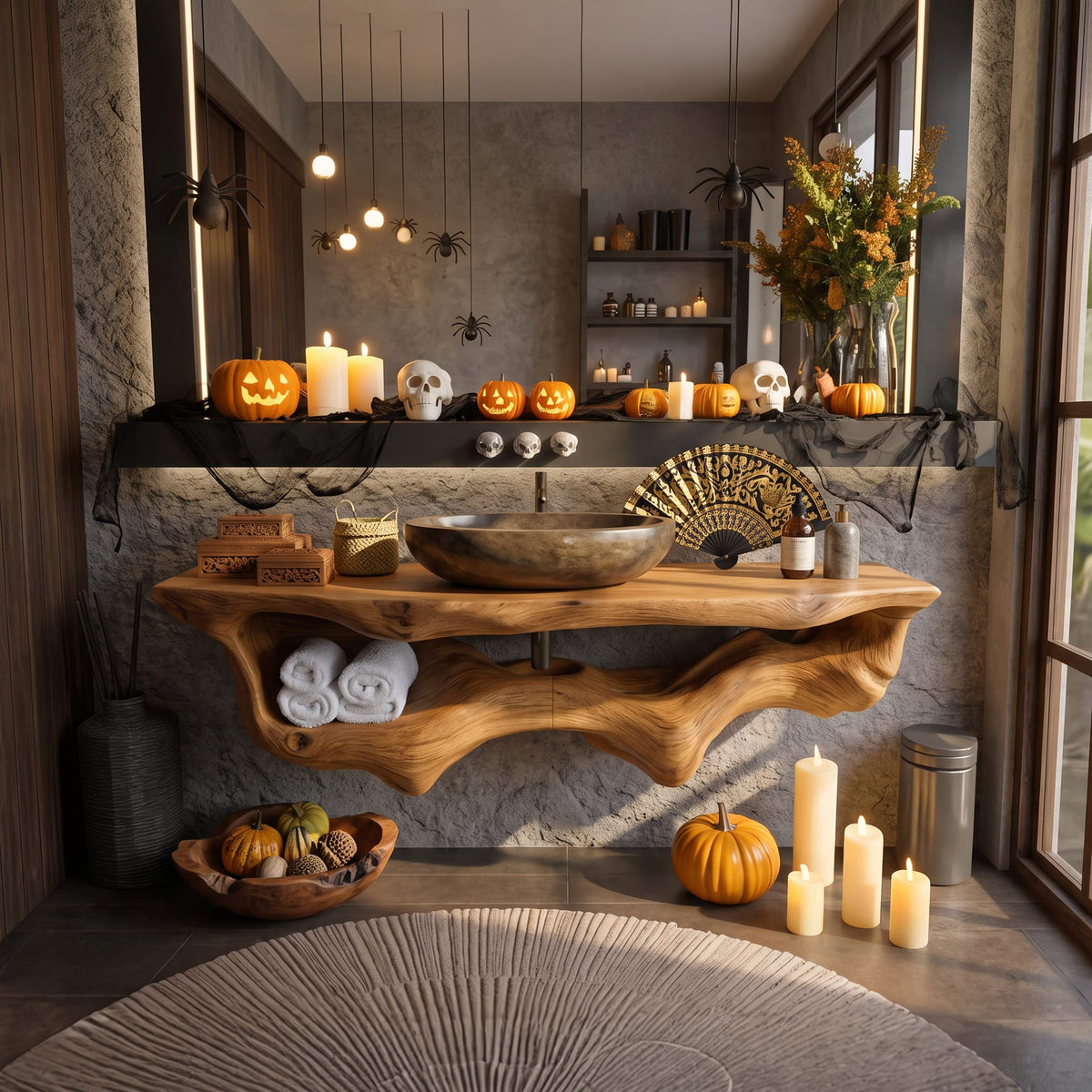 Live Edge Solid Bath Shelf
