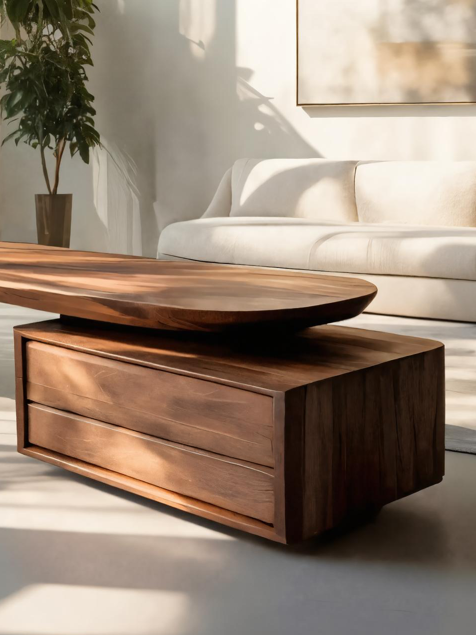 Modern Coffee Table with Sculptural Curved Design, solid wood, built to order, view 5