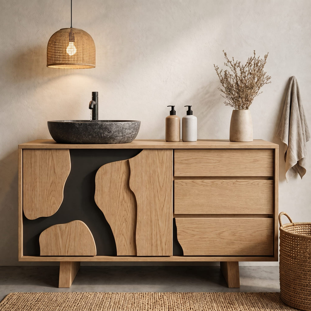 Contemporary Bathroom Cabinet Simple Clean Line Design Bathroom and Vanity Area, solid wood, built to order