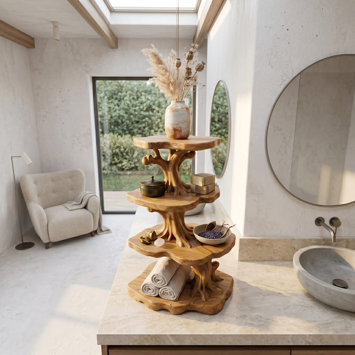 Nature-inspired Storage Bath Shelf