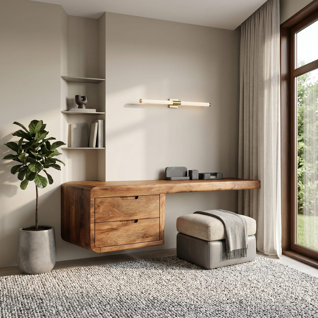 Wall Mounted Desk with Built, solid wood, built to order