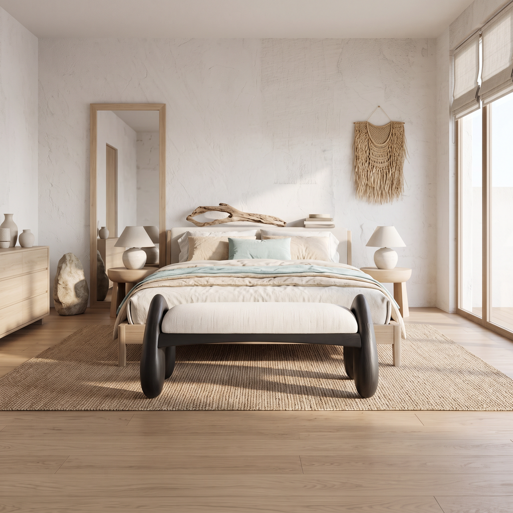 Minimalist Accent Bench with Angled a Legs, solid wood, built to order, view 3