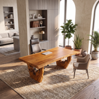 Organic Executive Desk with Flowing Curved Legs, solid wood, built to order, view 2