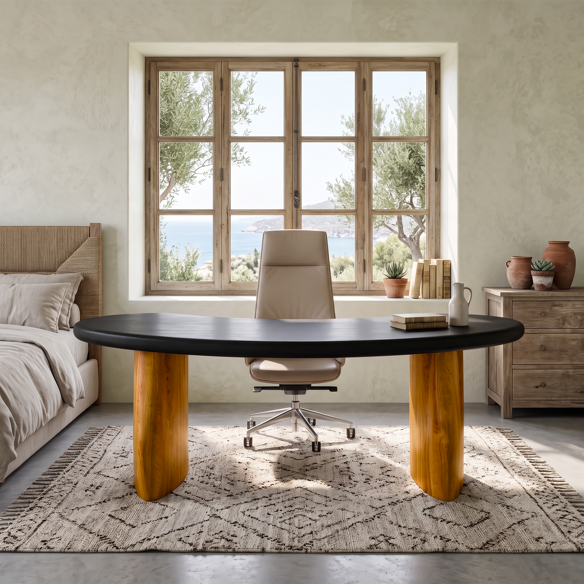 Minimalist Desk with Rounded Base, solid wood, built to order, view 3
