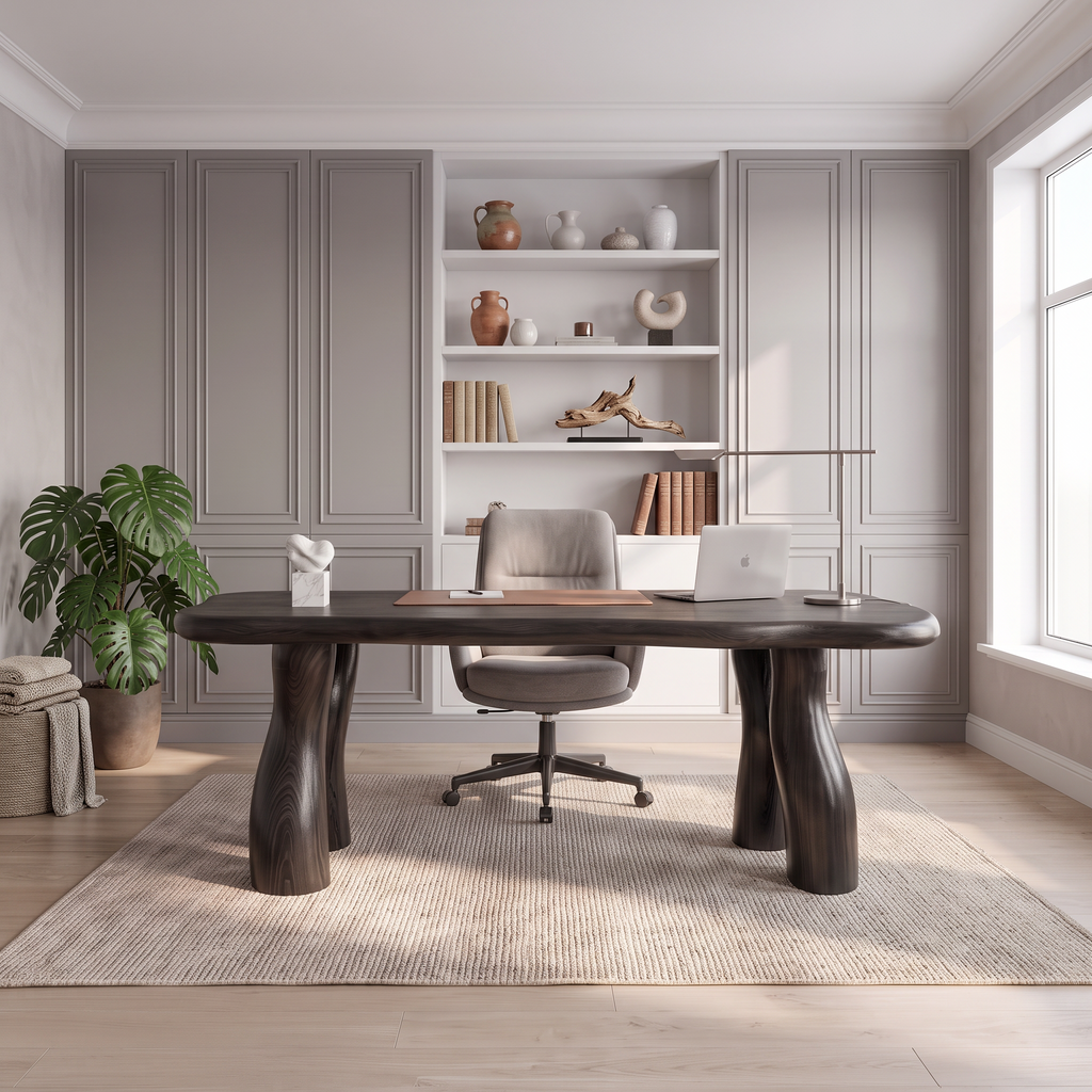 Modern Office Desk with Interconnected Curved Legs, solid wood, built to order, view 3