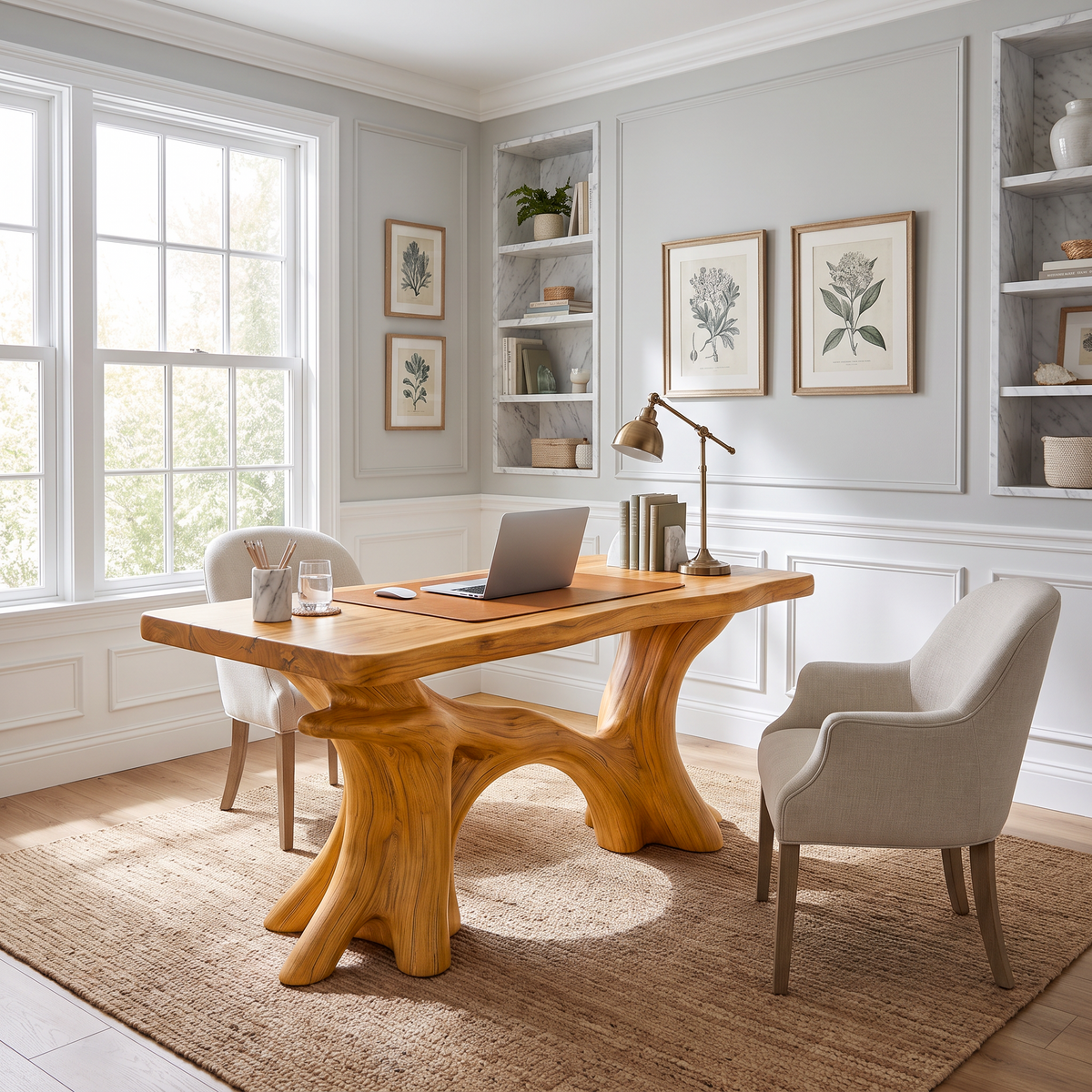 Modern Executive Desk with Sculptural Tree Root Base, solid wood, built to order, view 3