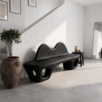 Accent Bench with Dramatic Rounded Silhouette, solid wood, built to order