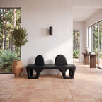 Mid Century Bench with Rounded Back Panel, solid wood, built to order