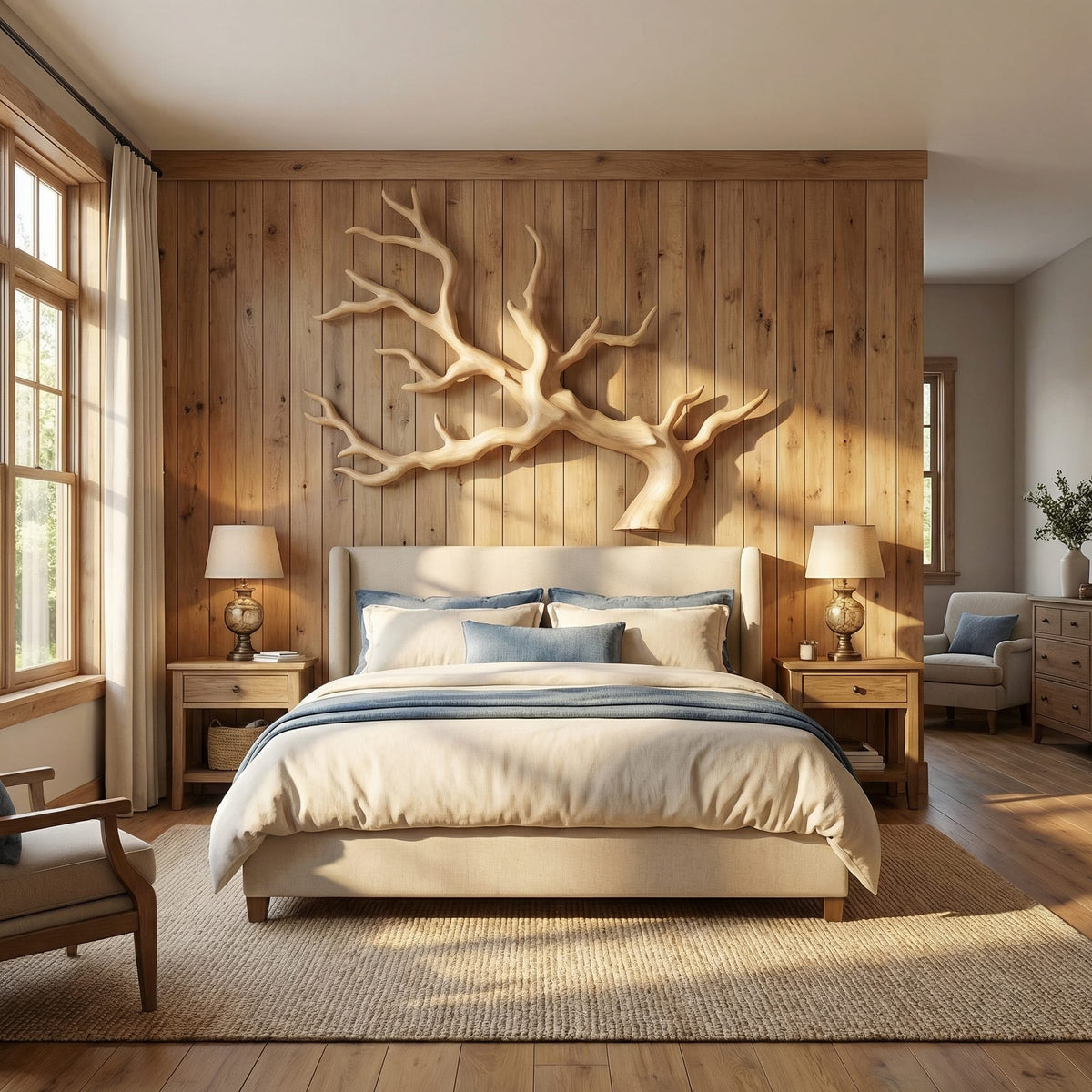 Rustic Branch Wall Decor with Tree Form, solid wood, built to order