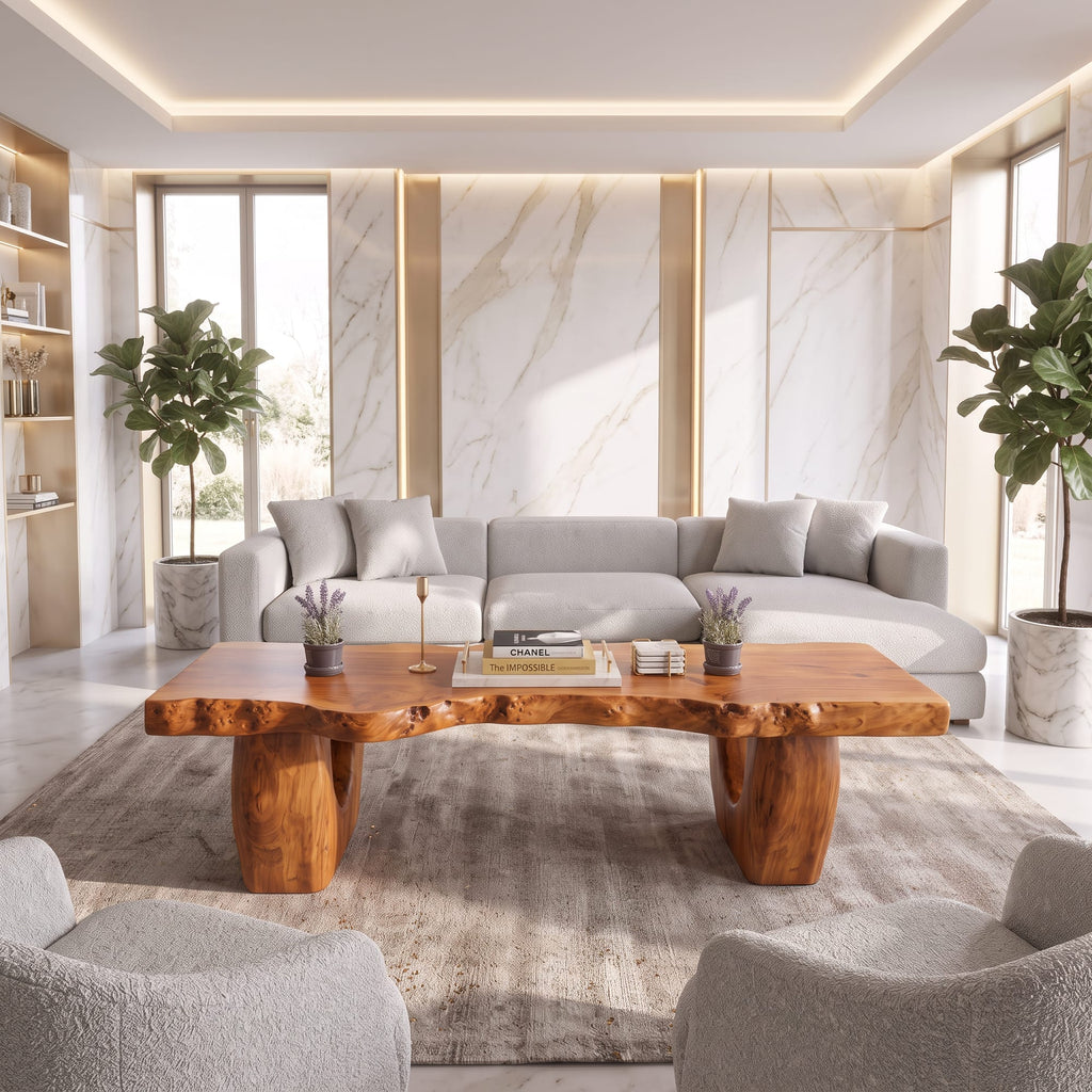 Modern Coffee Table with Open Hollow Legs and Clean Profile, solid wood, built to order