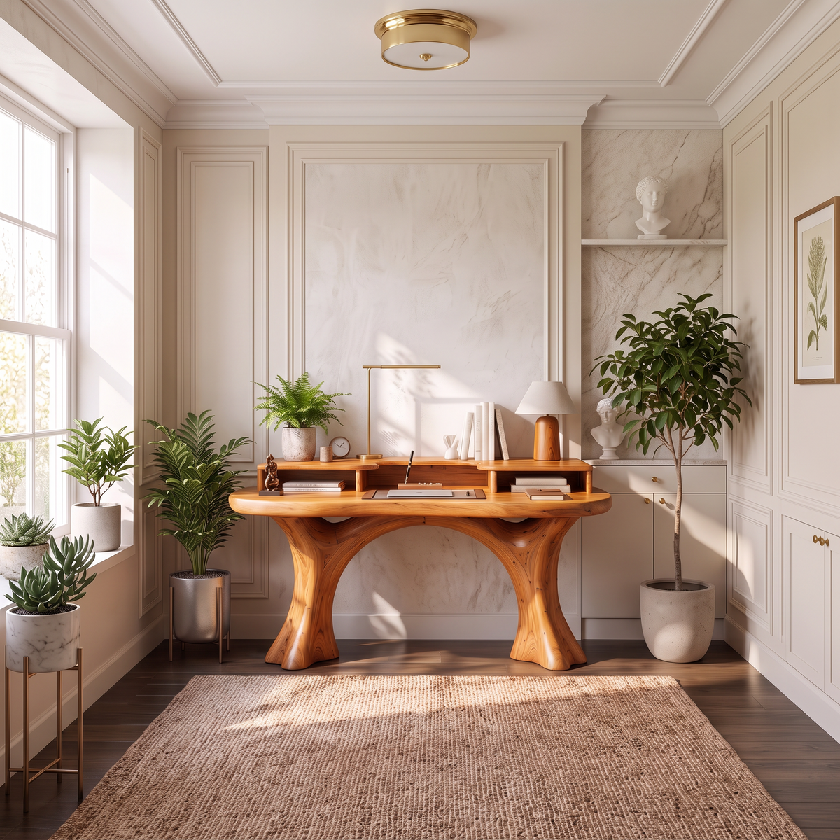 Minimalist Working Desk with Clean Frame and Grain Surface, solid wood, built to order, view 7