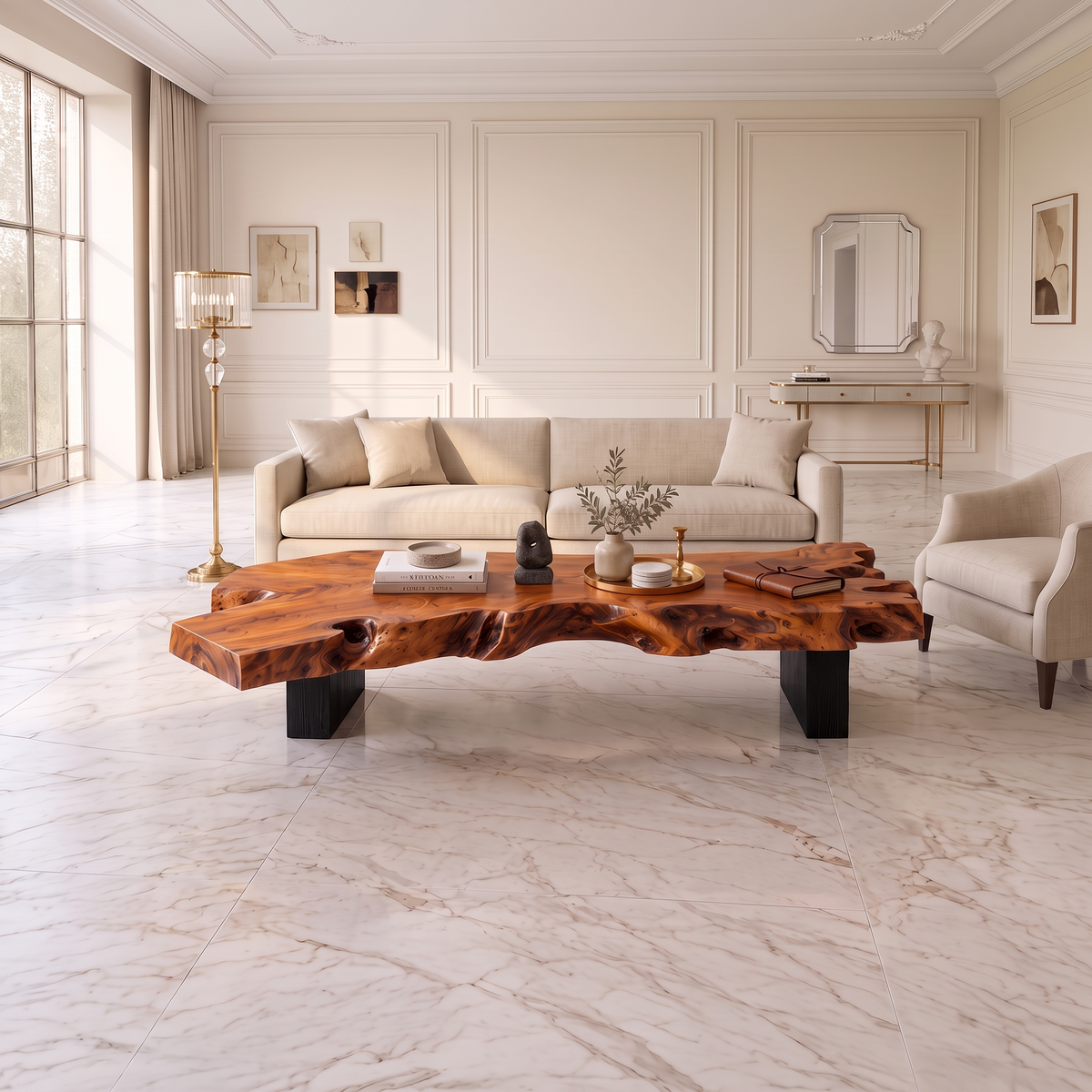 Organic Wooden Coffee Table with Raised Grain, solid wood, built to order, view 7