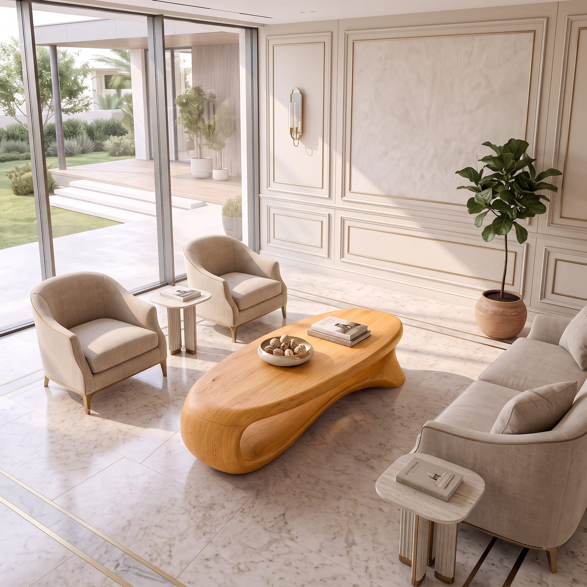 Contemporary Coffee Table with Oval Top Design, solid wood, built to order