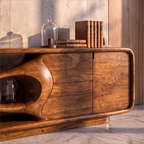 Organic Sideboard with Integrated Drawers and Flowing Silhouette, solid wood, built to order, view 3
