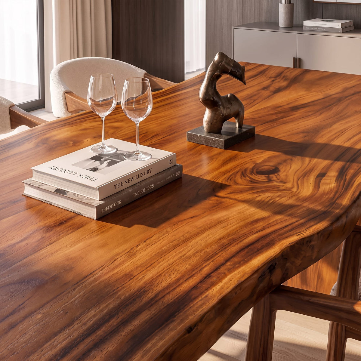 Contemporary Dining Table with Freeform Top, solid wood, built to order