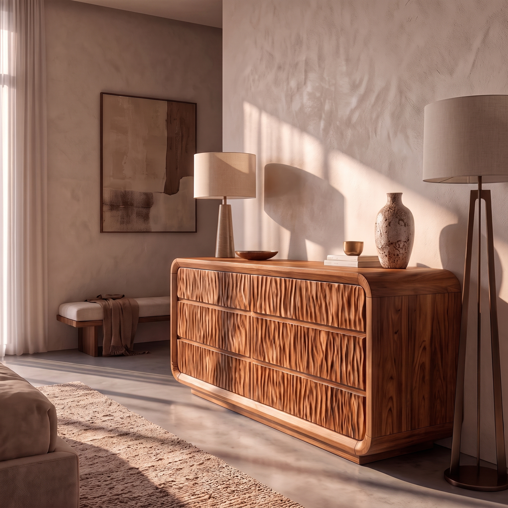 Modern Bedroom Dresser with Soft Curved Edges and Simple Multi Drawer Design, solid wood, built to order, view 3