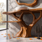 Mid Century Solid Bathroom Vanity with Sculptural Tree Form, solid wood, built to order