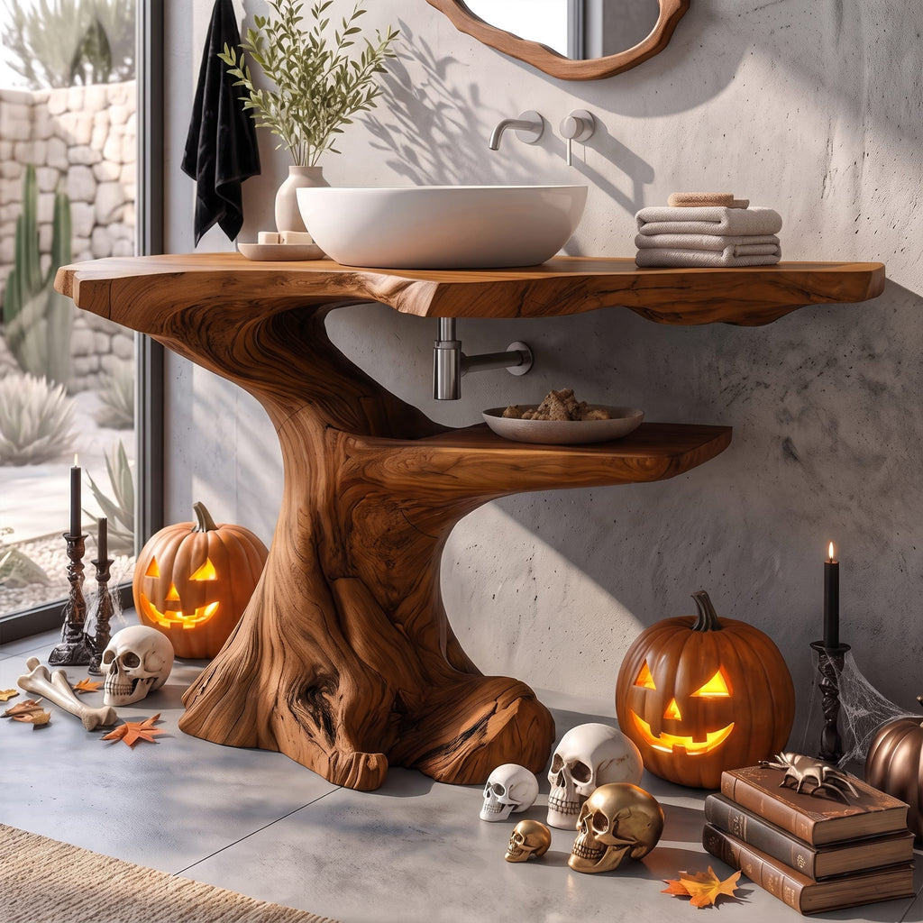 Modern Bathroom Vanity with Asymmetrical Base, solid wood, built to order