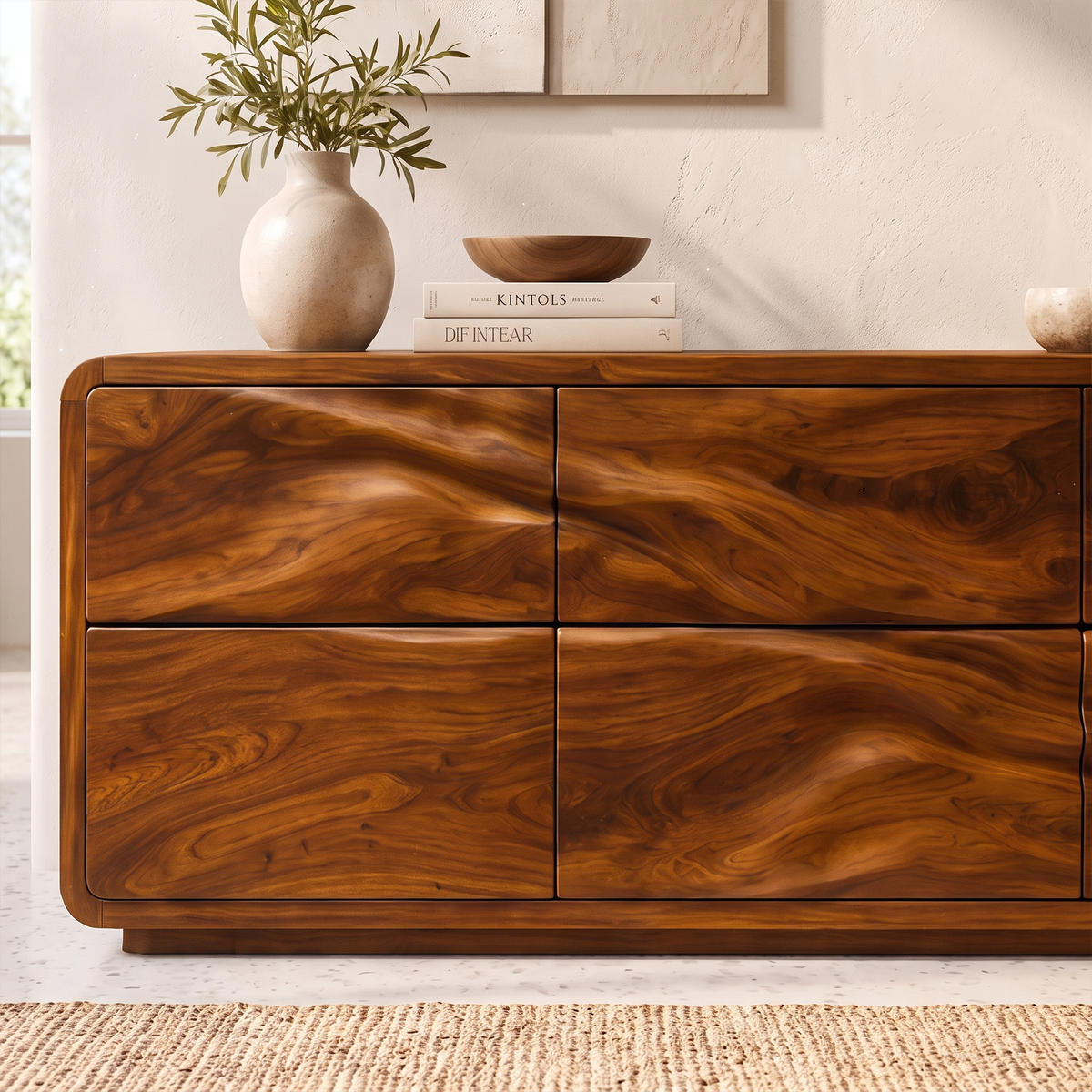 Minimalist Small Dresser with Clean Low Profile Frame, solid wood, built to order, view 2