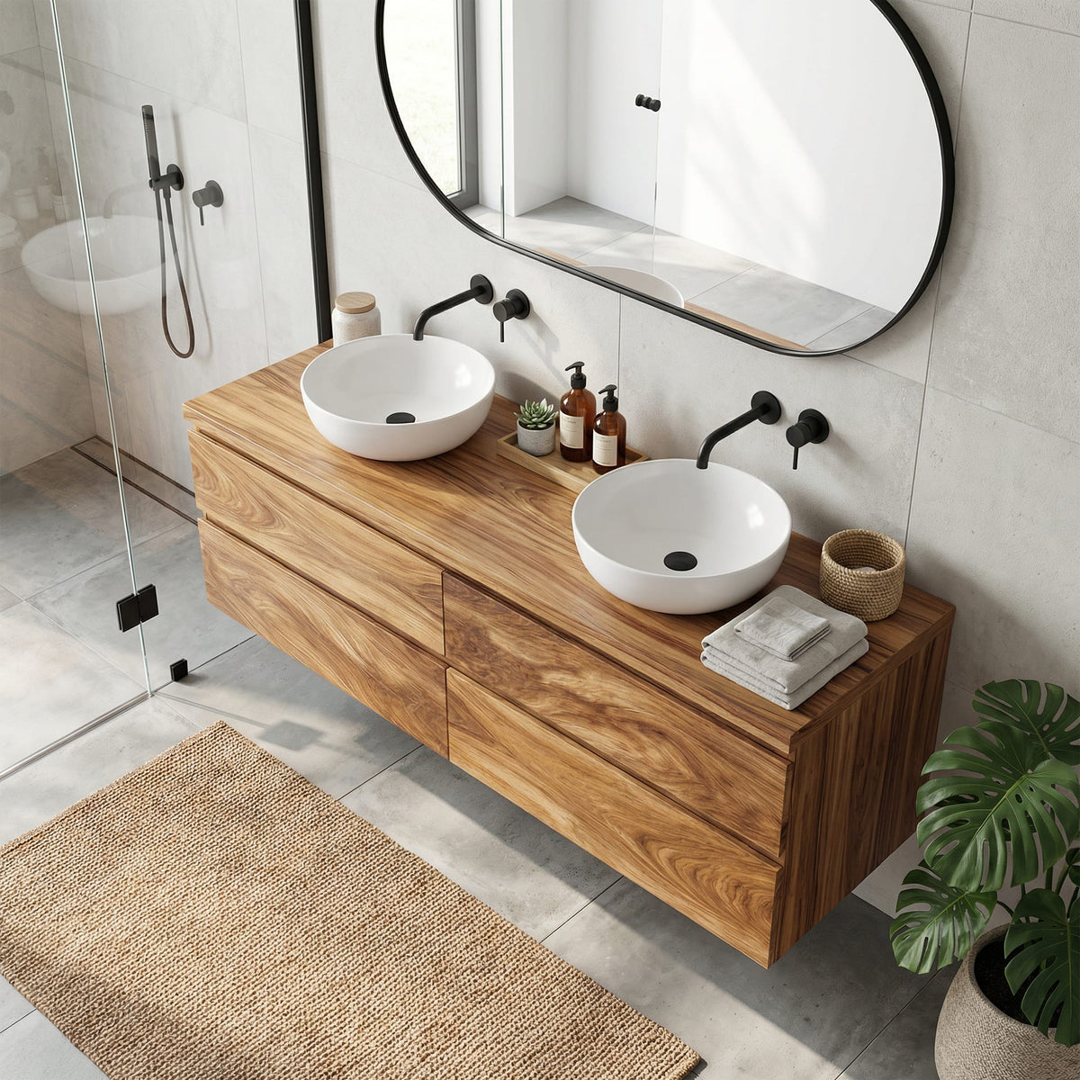 Rustic Bathroom Vanity Cabinet Wall Mounted Vanity, solid wood, built to order
