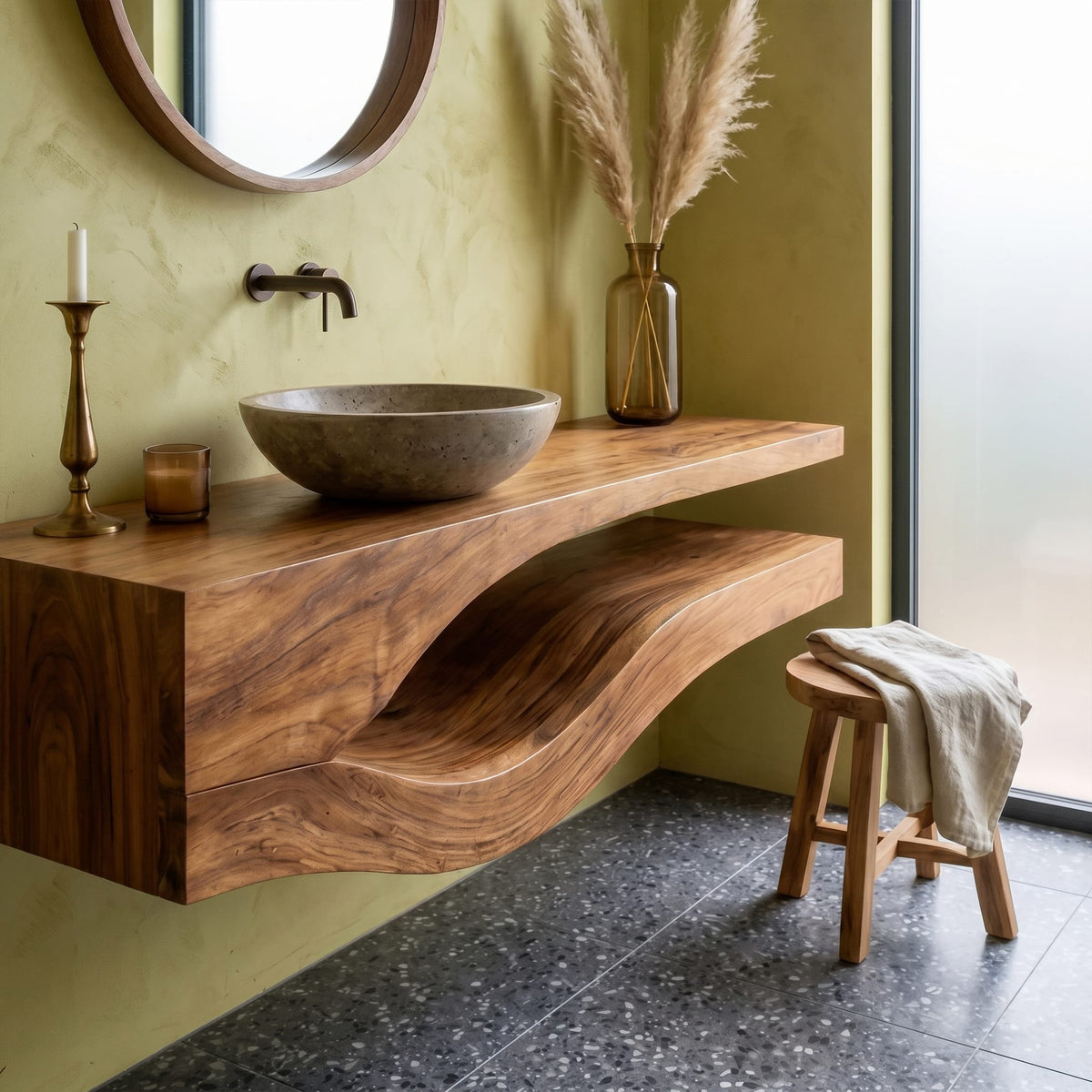 Modern Floating Bathroom Vanity, solid wood, built to order