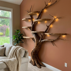 Organic Tree Bookshelf Living Room Interior Sculptural Wall Display, solid wood, built to order, view 3
