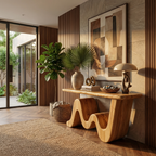 Wave Console Table Solid Soft Curved Shape Living Room and Entryway, solid wood, built to order, view 2