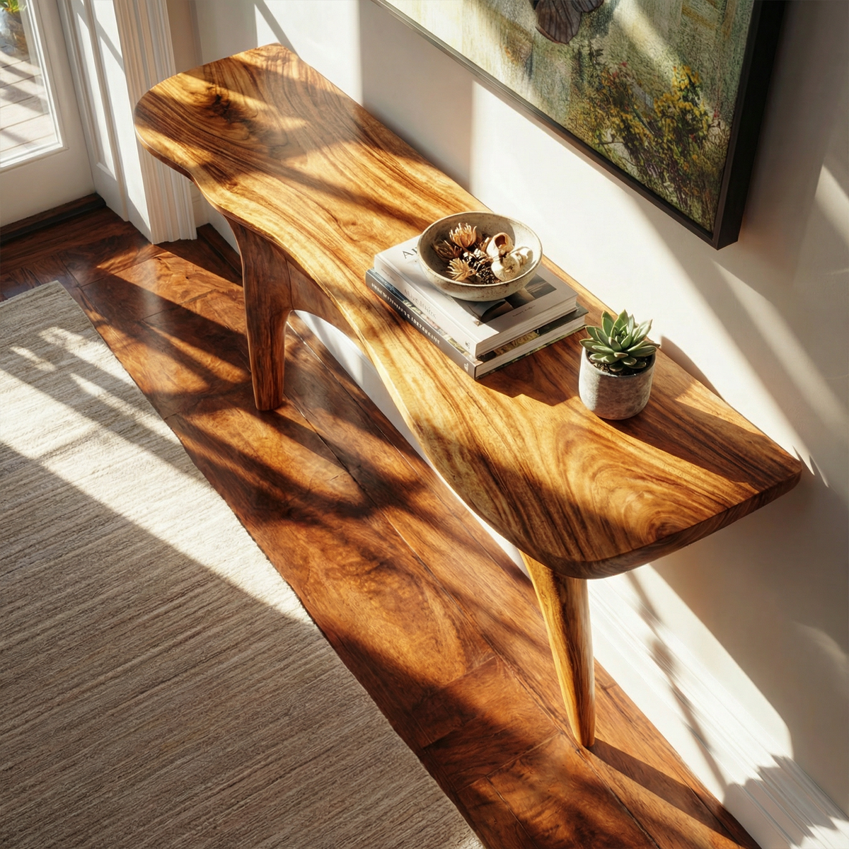 Organic Sculptural Console Table, solid wood, built to order, view 2