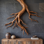 Mid Century Twisted Root Wall Sculpture Living Room, solid wood, built to order, view 2