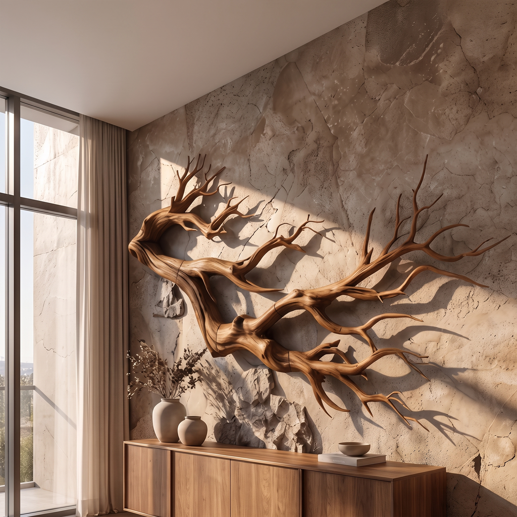Freeform Wood Branch Wall Art Sculptural Interior Decor, solid wood, built to order, view 2