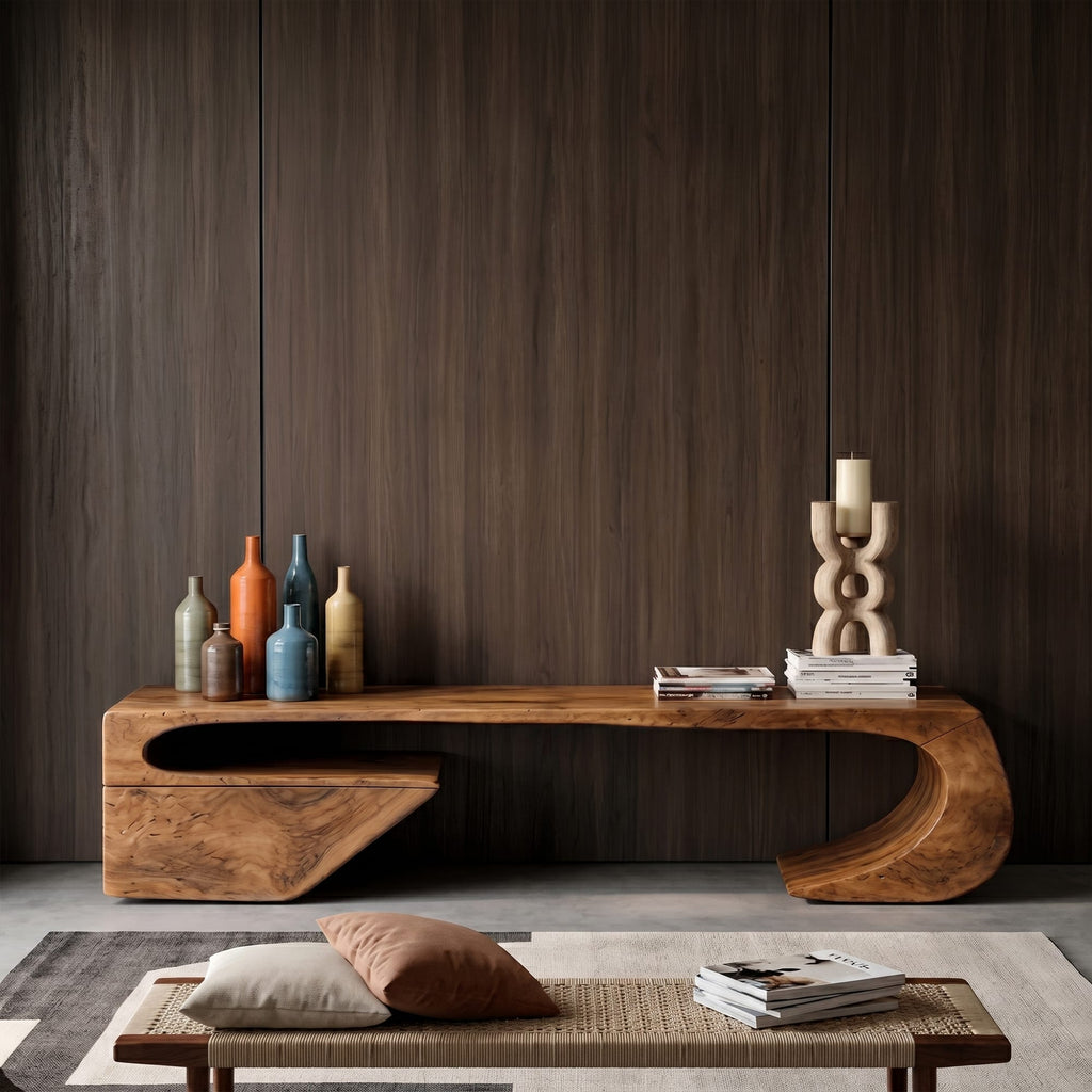 Japandi Curved TV Cabinet