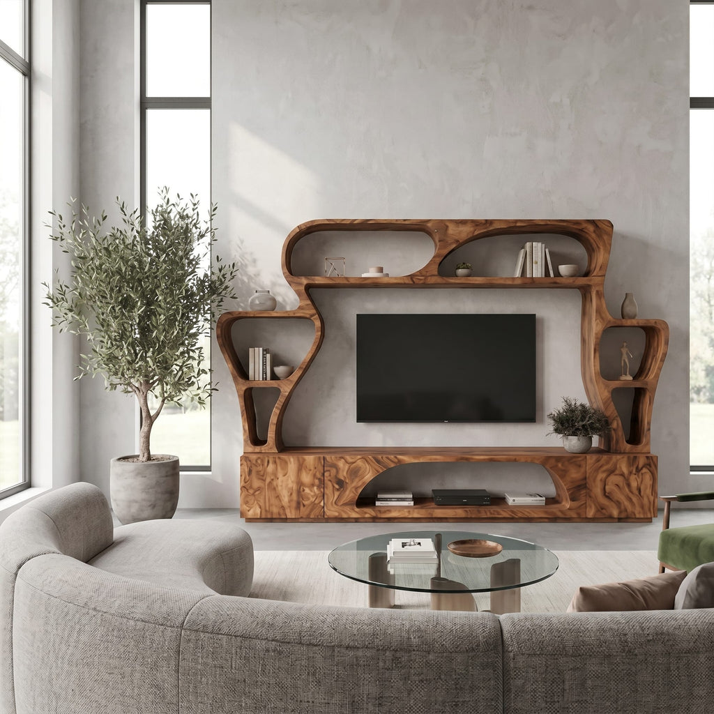 Solid Entertainment Sculptural TV Cabinet