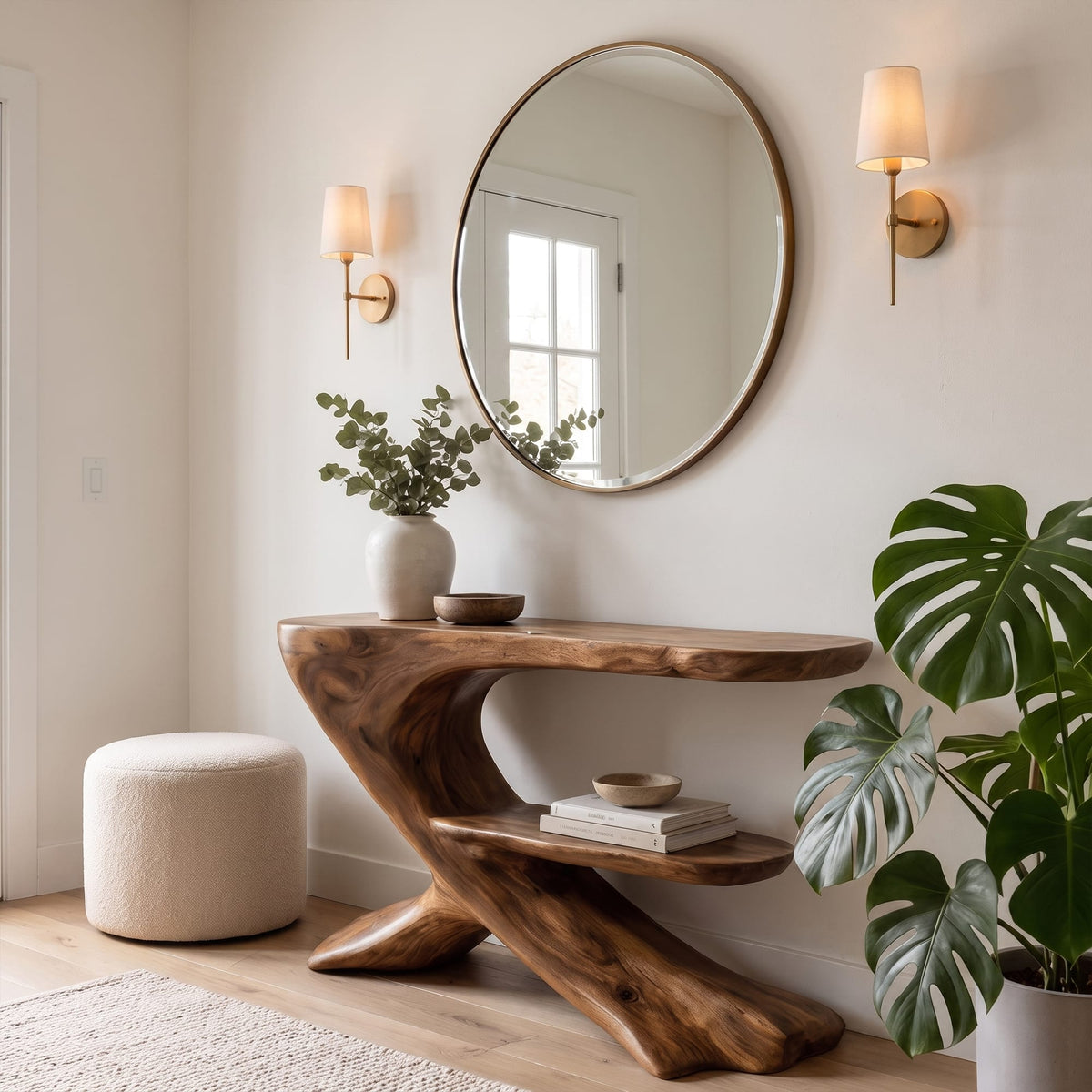 Organic Solid Foyer Console Table
