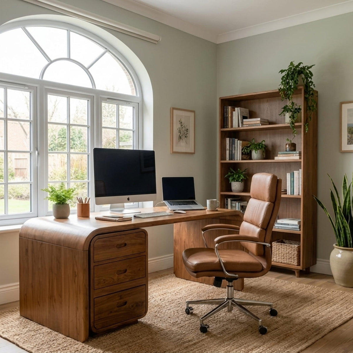 Japandi Harmony Writing Desk Bedroom and Work Room, solid wood, built to order