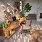 Organic Sculptural Floating Desk with Tree Branch Art, solid wood, built to order, view 2